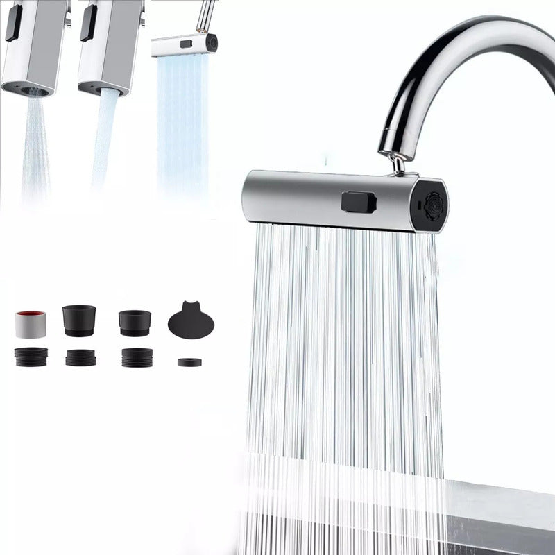 Llave Para Cocina Y Baño Adaptador Lavaplatos 3 Modos Plateado