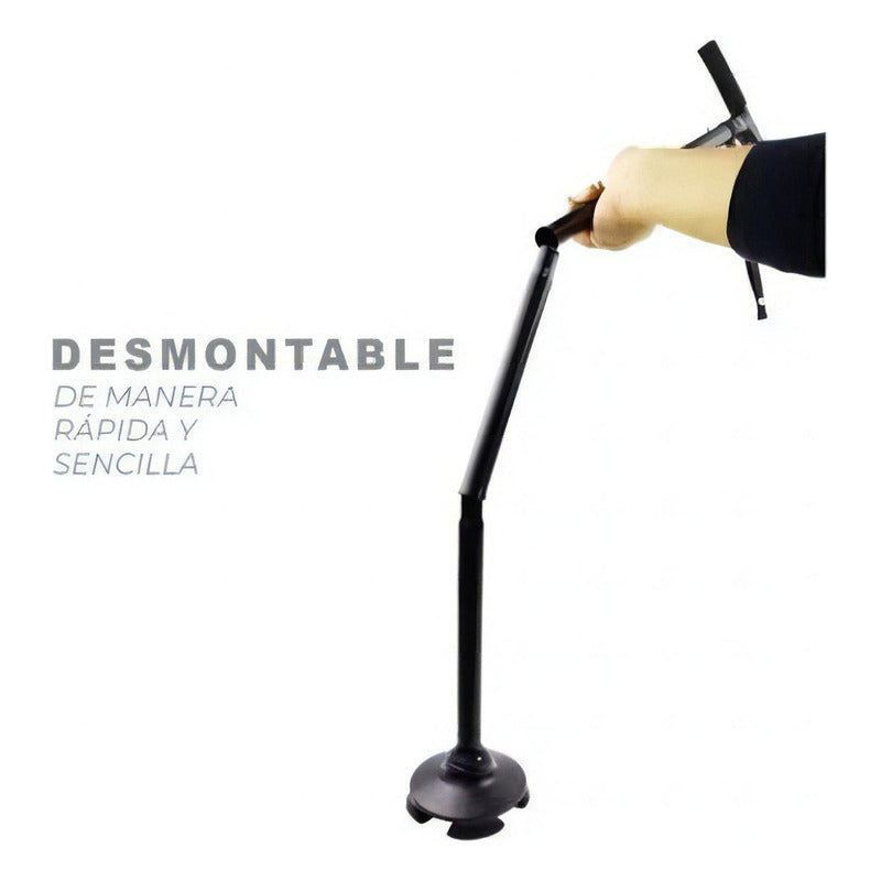 Bastón Ortopédico Plegable Con Lámpara De Luz Led Ajustable Color Negro