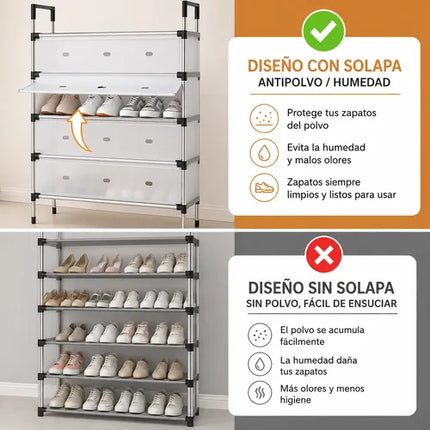 Zapatero Organizador De 6 Niveles - Estructura Metálica Blanco