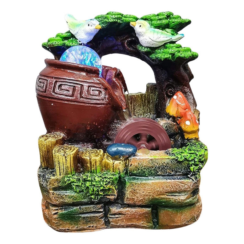 Fuente De Agua Cascada Natural Con Iluminacion Led Marrón