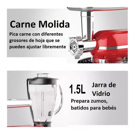 Licuadora Moledora (3 En 1) Batidora 1050 W Rojo