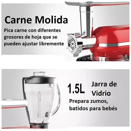Licuadora Moledora (3 En 1) Batidora 1050 W Rojo