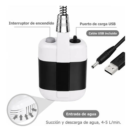 Ducha Portátil Recargable Para Camping Blanco