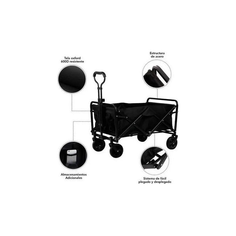 Carrito Para Compras Plegable Ideal Para El Camping Negro