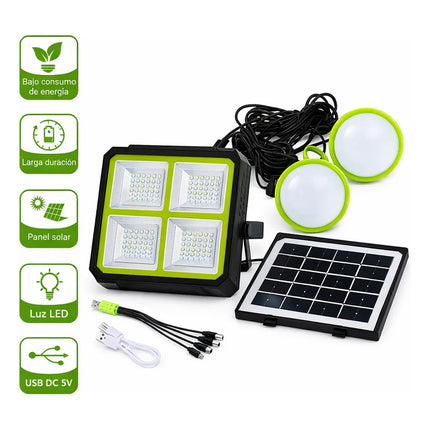 Kit De Iluminación Solar Portátil, Reflector Negro
