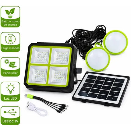Kit De Iluminación Solar Portátil, Reflector Negro