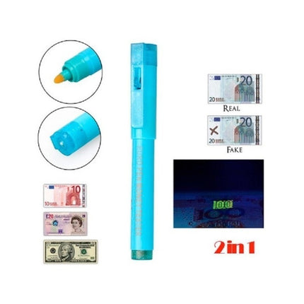 Lápiz Detector De Billetes Falsos + Luz Uv Celeste
