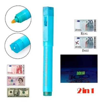 Lápiz Detector De Billetes Falsos + Luz Uv Celeste