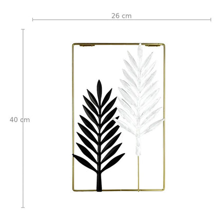 Cuadro Decorativo De Pared Hojas Metálicas 40x26 Cm Negro Dorado