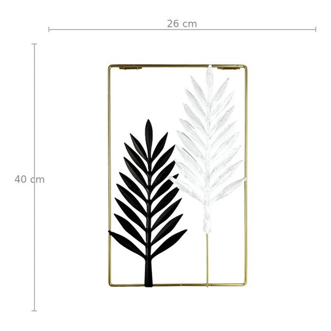 Cuadro Decorativo De Pared Hojas Metálicas 40x26 Cm Negro Dorado