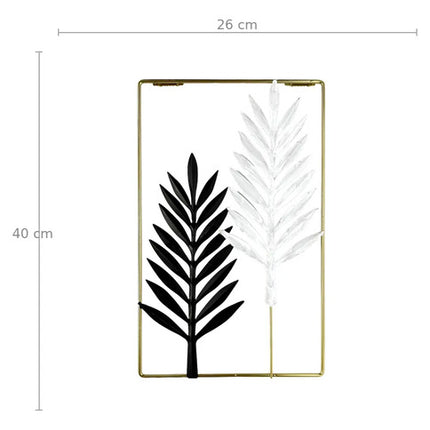 Cuadro Decorativo De Pared Hojas Metálicas 40x26 Cm Negro Dorado