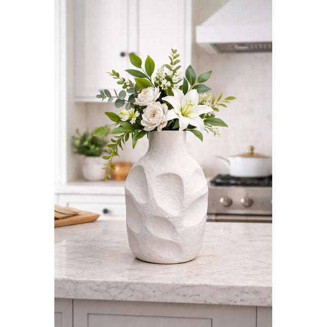 Florero Jarrón Decorativo De Cerámica Blanco