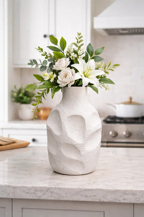 Florero Jarrón Decorativo De Cerámica Blanco