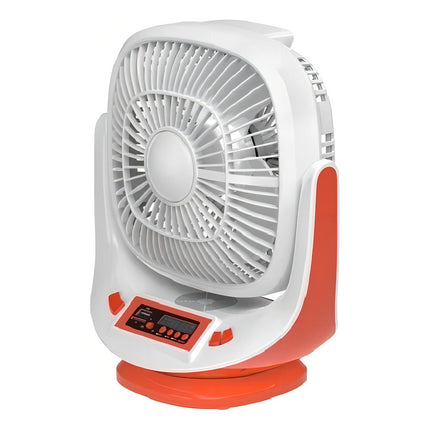 Ventilador Recargable Solar / Linterna / Radio / Bluetooh 20 Cm Blanco Plástico 3