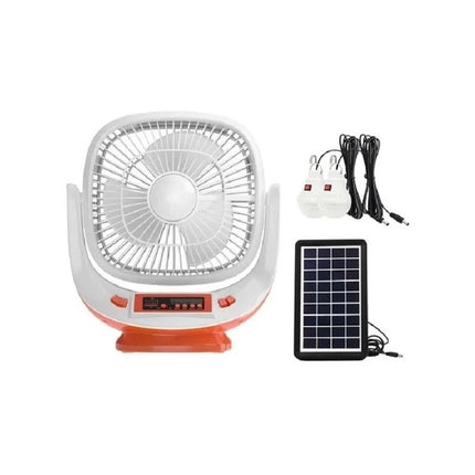Ventilador Recargable Solar / Linterna / Radio / Bluetooth 20 Cm