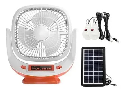 Ventilador Recargable Solar / Linterna / Radio / Bluetooth 20 Cm