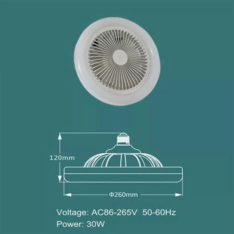 Ventilador De Techo Con Lampara Led Con Control Remoto 26 Cm Blanco Rosa Plástico