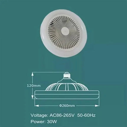 Ventilador De Techo Con Lampara Led Con Control Remoto 26 Cm Blanco Rosa Plástico