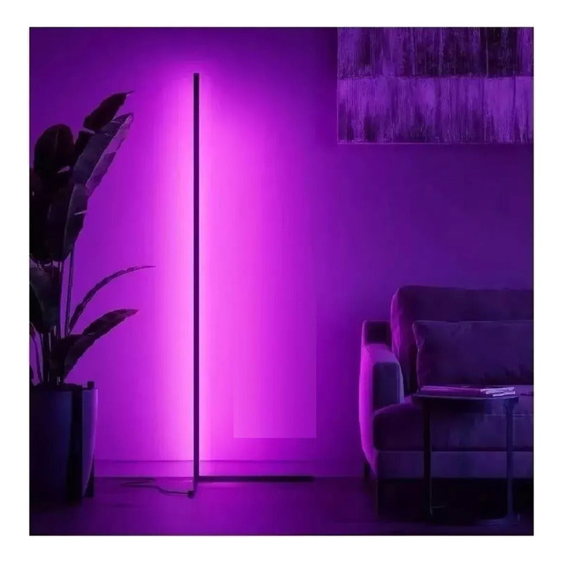 Lampara De Esquina Pie Usb Luces Led Rgb Ambiente 120cm Rgb Negro