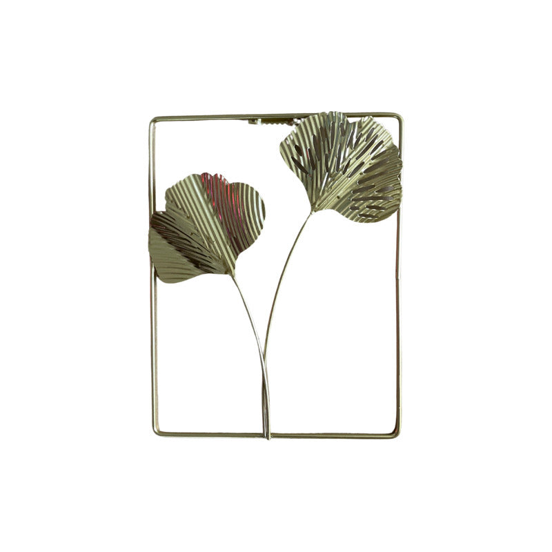 Adorno De Pared Colgante Diseño De Hojas 25x19 Cm Dorado Oscuro