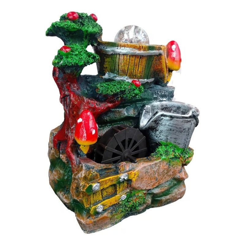 Fuente De Agua Decorativa Con Bola De Cristal Y Hongos Café