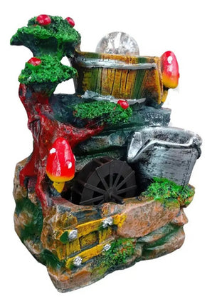 Fuente De Agua Decorativa Con Bola De Cristal Y Hongos Café