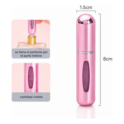 Pack 6 Atomizadores Recargables Para Perfume + 6 Estuches Rosa