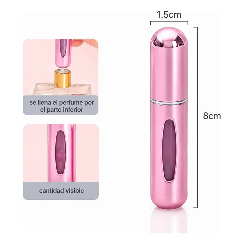 Pack 6 Atomizadores Recargables Para Perfume + 6 Estuches Rosa