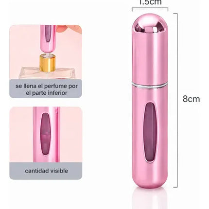 Pack 6 Atomizadores Recargables Para Perfume + 6 Estuches Rosa