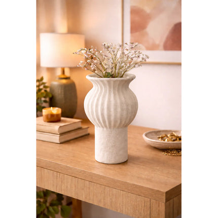 Florero Decorativo De Cerámica Para Mesa Oficina Blanco