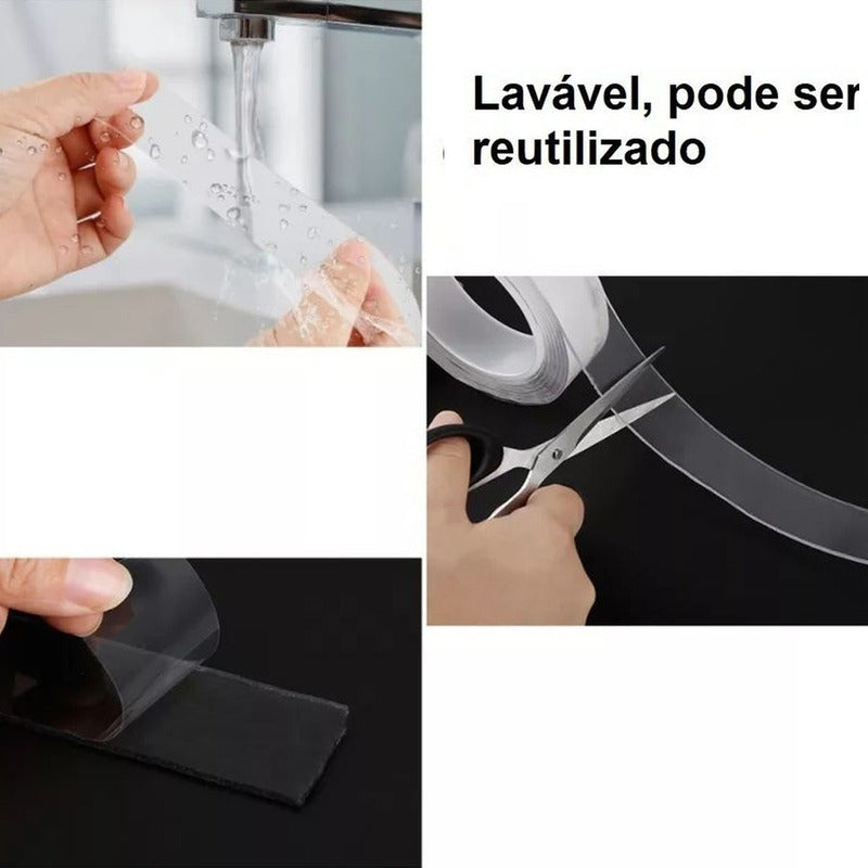 Cinta Mágica De Doble Cara De Gel Autoadhesiva, Lavable Y Superfuerte