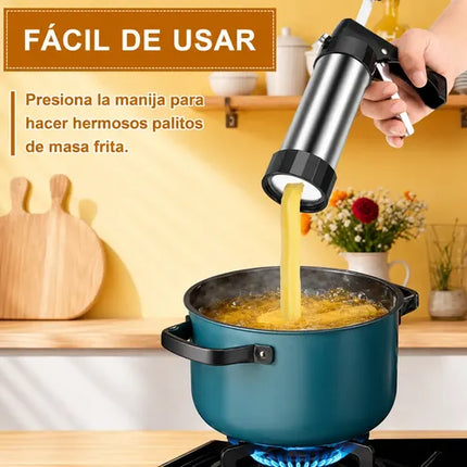 Máquina Para Churros Acero Inoxidable + 6 Moldes Negro