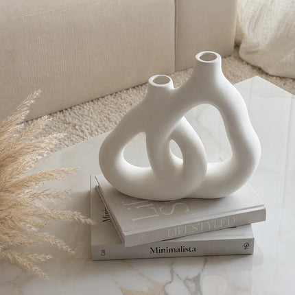 Florero De Cerámica De Estilo Nórdico Blanco