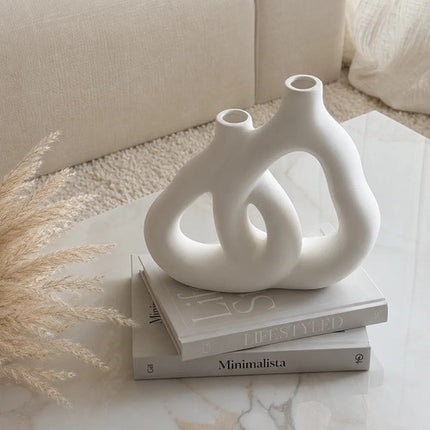Florero De Cerámica De Estilo Nórdico Blanco