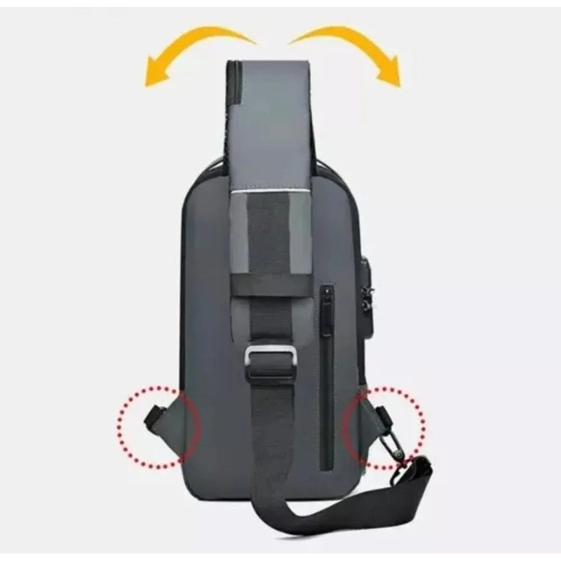 Bolso Cruzado Bandolera Banano Antirrobo Impermeable Gris Oscuro Café