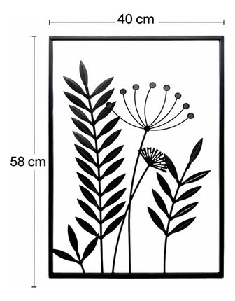 Cuadro De Metálico 40 X 58 Cm Estilo Botánico Negro