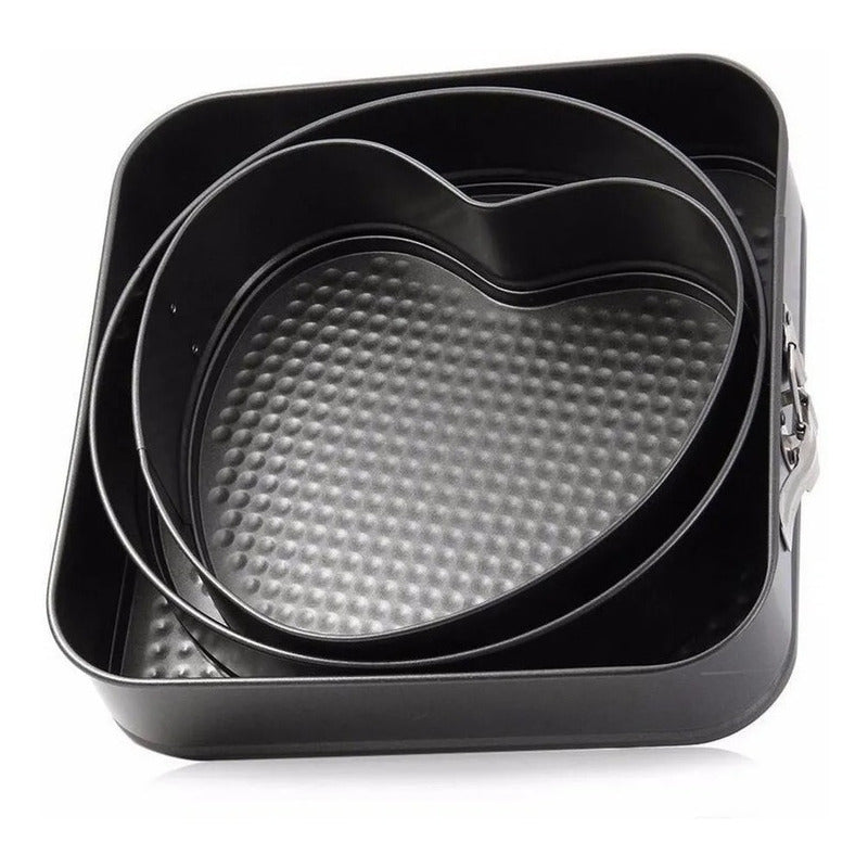 Set 3 Moldes Variados Repostería Queque Tortas Antiadherente