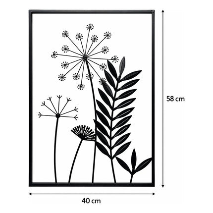 Cuadro Decorativo De Pared Diseño Plantas 40x58cm Negro