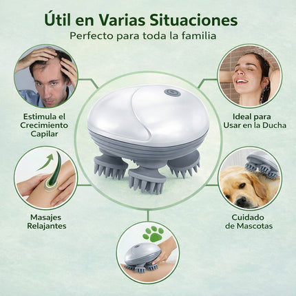 Masajeador Eléctrico Recargable Verde Para Cabeza Y Cuerpo Verde