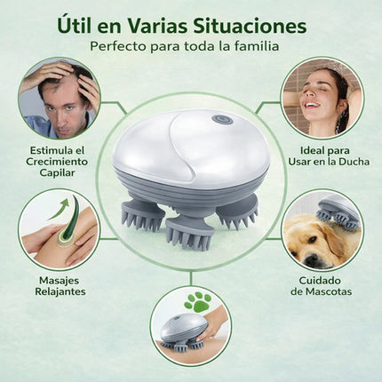Masajeador Eléctrico Recargable Verde Para Cabeza Y Cuerpo Verde