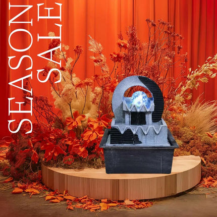 Fuente De Agua Decorativa Cascada Con Luz Led Pileta Gris Oscuro