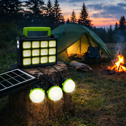 Kit Solar Portátil Con Panel Integrado, Luz Led, Radio Y Bt Negro