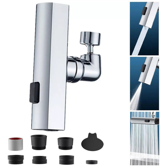 Llave Para Cocina Y Baño Adaptador Lavaplatos 3 Modos Plateado