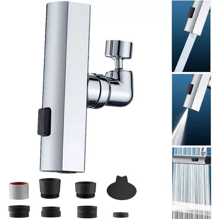 Llave Para Cocina Y Baño Adaptador Lavaplatos 3 Modos Plateado
