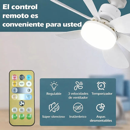Luz De Ventilador De Techo Tricolor Con Mando A Distancia 42 Cm 1 Blanco Plástico 6