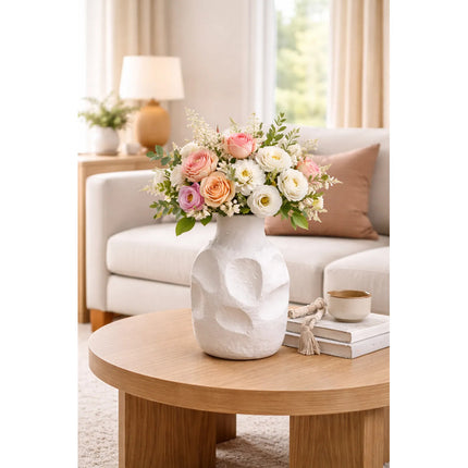 Florero Jarrón Decorativo De Cerámica Blanco