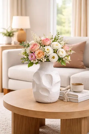Florero Jarrón Decorativo De Cerámica Blanco