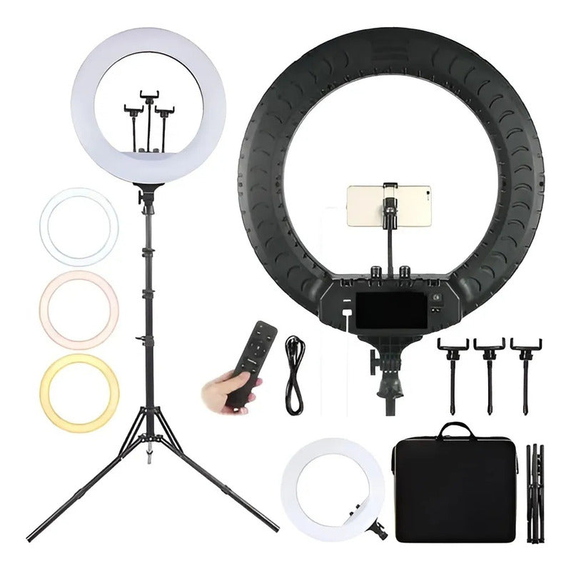 Aro De Luz Profesional De 45 Cm + Tripode 2.1m Blanco Frío Negro Blanco Frío