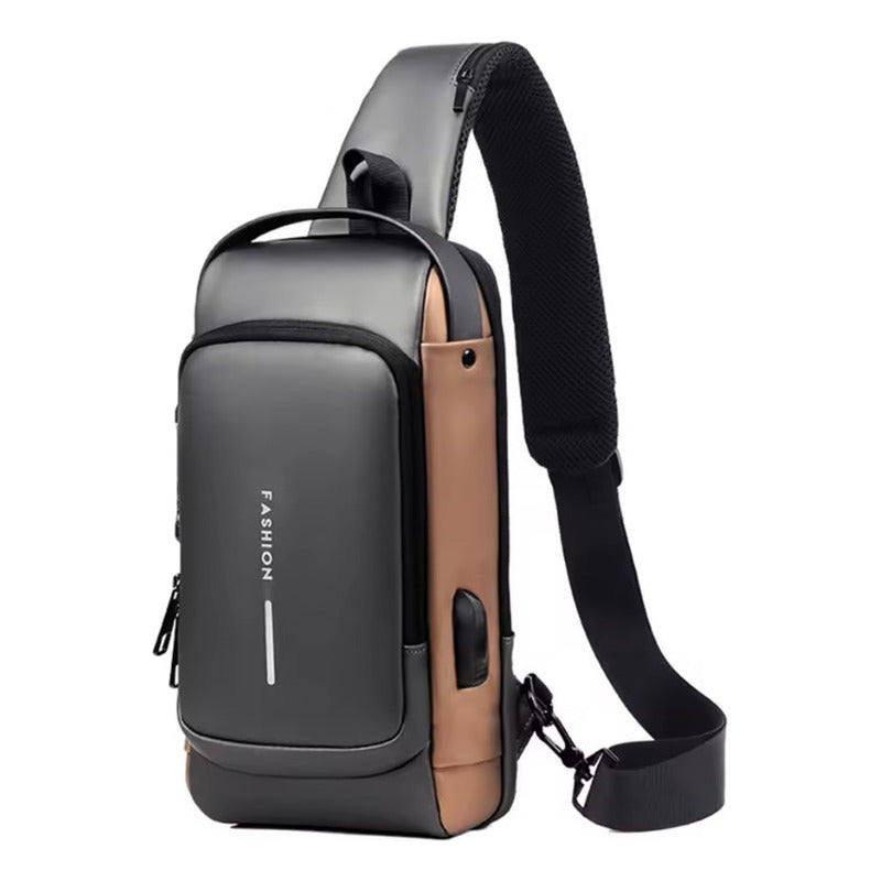 Bolso Cruzado Bandolera Banano Antirrobo Impermeable Gris Oscuro Café