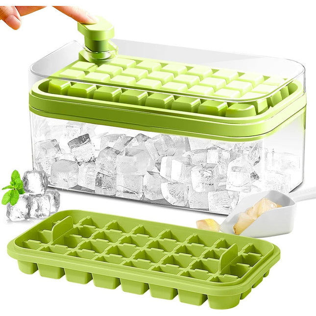 Pack De Cubeteras Para Hielo Con Tapa Y Cuchara - Verde